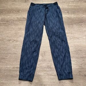 Athleta Pants Womens 0 Blue Stripe Midtown Ankle Drawstring Pull On 26x27 Lounge